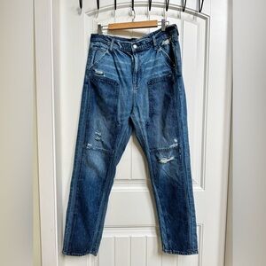 Gap Medium Indigo 100% Cotton Distressed Double Knee Utility Workforce Jeans. 31